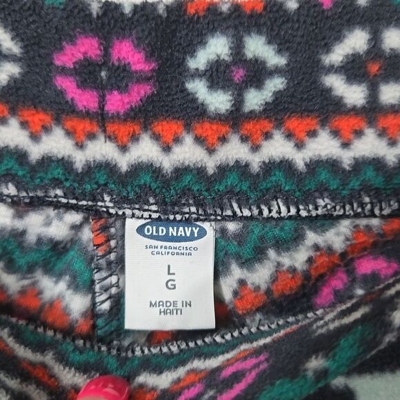 Old Navy Women's Gray Fleece Pajama Pants Sleepwear Christmas Reindeer Fair Isle - Picture 6 of 7
